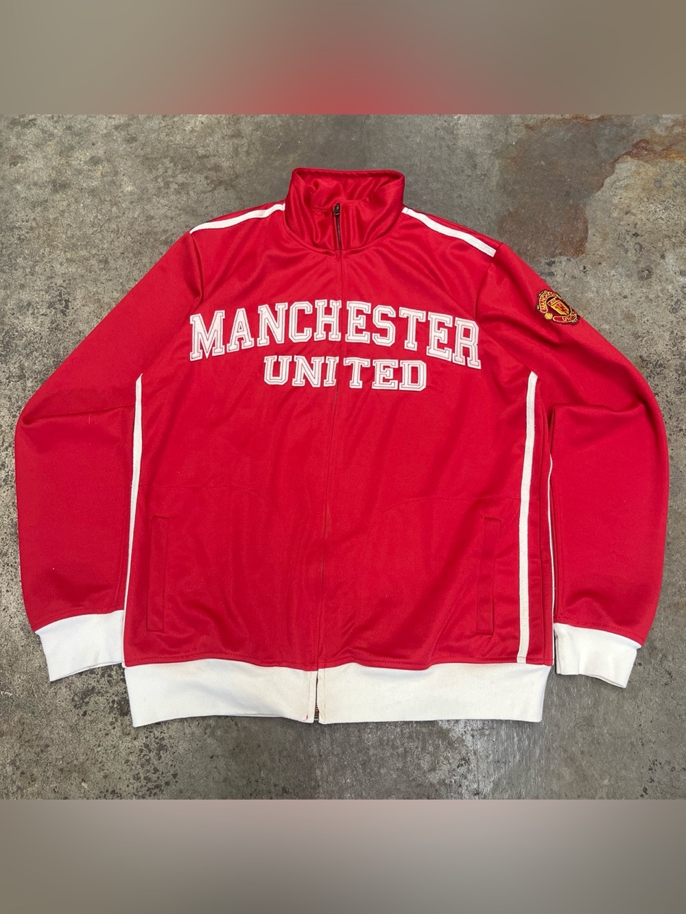 Y2K Manchester United Zip Up Jacket Men’s Large Red Embroidered Soccer Rare 00s